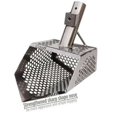 CooB Upgraded Sand Scoop Shovel Metal Detector Sharky. Sand Scoops Treasure Detecting, Metal Detector Hunting Tool. 1.5mm Stainless Steel, 7mm Hexahedron Holes
