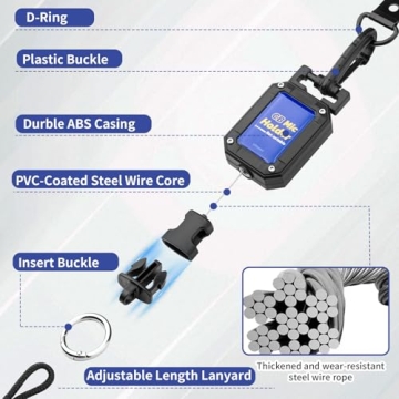 CB Mic Holder, Retractable Microphone Hanger Keeper CB Radio Accessory, Heavy-Duty Mic Tether 32" St...