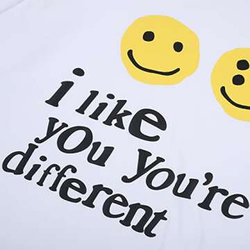 cpfm.xyz I Like You You’re Different T-Shirt Creative Text Print Unisex Short Sleeve White