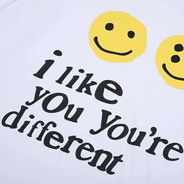 cpfm.xyz I Like You You’re Different T-Shirt Creative Text Print Unisex Short Sleeve White