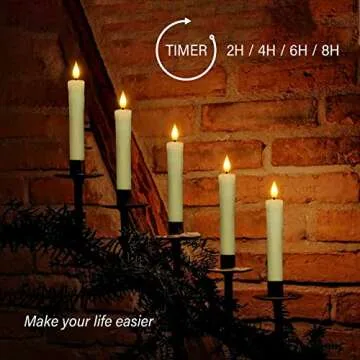 PChero Real Wax LED Flameless Taper Candles with Remote Timer, 6.4 Inch Ivory LED Candlesticks Battery Operated with 3D Flickering Flame for Christmas Window Halloween Wedding Party Home Decor