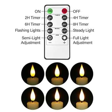 PChero Real Wax LED Flameless Taper Candles with Remote Timer, 6.4 Inch Ivory LED Candlesticks Battery Operated with 3D Flickering Flame for Christmas Window Halloween Wedding Party Home Decor