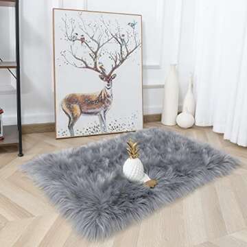 Noahas Faux Fur Rug,Luxury Fluffy Rugs for Bedroom,2 x 3 Feet Washable Area Rugs,Sheepskin Bedroom Rug,Furry Carpet Small Shag Rug,Soft Throw Rugs for Living Room,Kids Boys Girls Room Decor