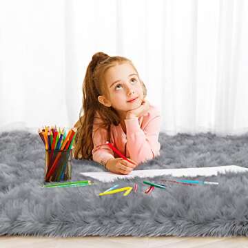 Noahas Faux Fur Rug,Luxury Fluffy Rugs for Bedroom,2 x 3 Feet Washable Area Rugs,Sheepskin Bedroom Rug,Furry Carpet Small Shag Rug,Soft Throw Rugs for Living Room,Kids Boys Girls Room Decor