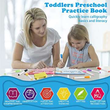 FIPKE 60 Pages Preschool Learning Activities Handwriting Practice Book for Kids, Educational Montess...