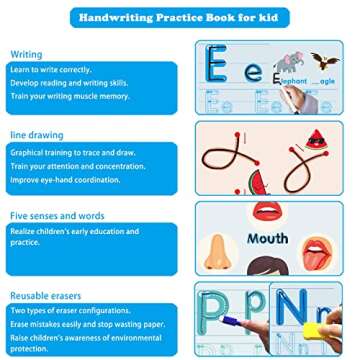 FIPKE 60 Pages Preschool Learning Activities Handwriting Practice Book for Kids, Educational Montessori Toys for 3 4 5 6 Year Old Kindergarten Learning Game Autism Materials Busy Book for Toddlers