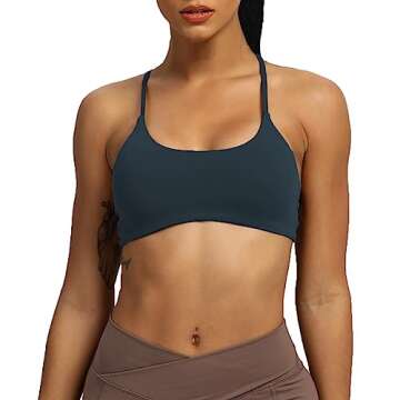 Aoxjox Women's Workout Sports Bras Fitness Backless Padded Ivy Low Impact Bra Yoga Crop Tank Top (Bl...