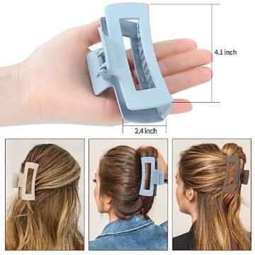 Sisiaipu 4 Inch Big Hair Claw Clips 6 Pcs Large Claw Clips for Thick Hair Square Hair Clips for Wome...