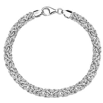 Miabella Italian 925 Sterling Silver Byzantine Bracelet for Women, Handmade in Italy (Length 8 Inche...