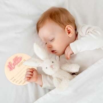 Wooden Hello World Baby Welcome Sign for Newborns 5.9in