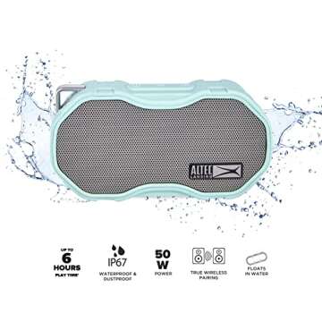 Altec Lansing Baby Boom XL - Waterproof Bluetooth Speaker, Wireless & Portable Speaker for Travel & Outdoor Use, Deep Bass & Loud Sound, 1 Pack, Mint