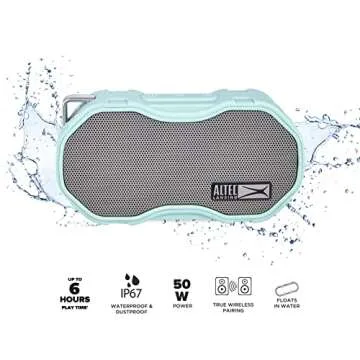 Altec Lansing Baby Boom XL - Waterproof Bluetooth Speaker, Wireless & Portable Speaker for Travel & Outdoor Use, Deep Bass & Loud Sound, 1 Pack, Mint