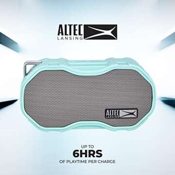 Altec Lansing Baby Boom XL - Waterproof Bluetooth Speaker, Wireless & Portable Speaker for Travel & Outdoor Use, Deep Bass & Loud Sound, 1 Pack, Mint