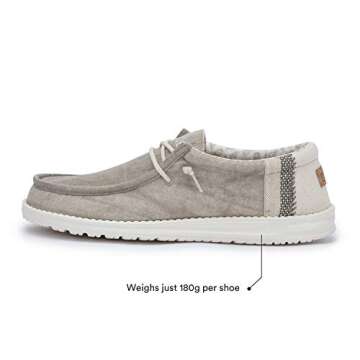 Hey Dude Men's Wally Linen Natural Khaki Size 11 | Men’s Shoes | Men's Lace Up Loafers | Comfortable & Light-Weight