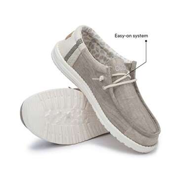 Hey Dude Men's Wally Linen Natural Khaki Size 11 | Men’s Shoes | Men's Lace Up Loafers | Comfortable & Light-Weight