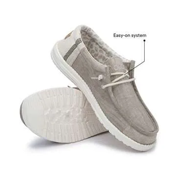 Hey Dude Men's Wally Linen Natural Khaki Size 11 | Men’s Shoes | Men's Lace Up Loafers | Comfortable & Light-Weight