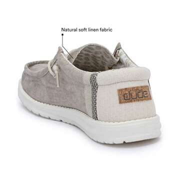 Hey Dude Men's Wally Linen Natural Khaki Size 11 | Men’s Shoes | Men's Lace Up Loafers | Comfortable & Light-Weight