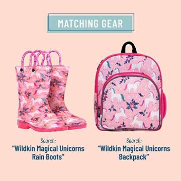 Wildkin Kids Umbrella for Boys & Girls, Features Rainproof Canopy and Curved Handle for Easy Hanging, Wrap Around Hook and Loop Closure Umbrella for Kids (Magical Unicorns)