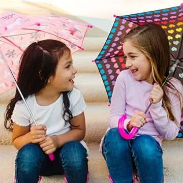 Wildkin Kids Umbrella for Boys & Girls, Features Rainproof Canopy and Curved Handle for Easy Hanging, Wrap Around Hook and Loop Closure Umbrella for Kids (Magical Unicorns)