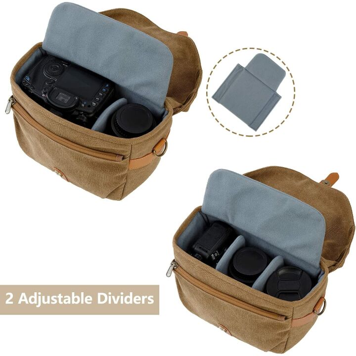 BAGSMART Vintage Canvas Camera Bag - Padded & Durable