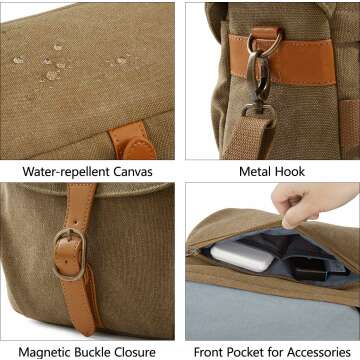 BAGSMART Vintage Canvas Camera Bag - Padded & Durable