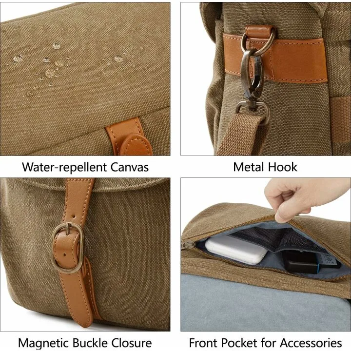BAGSMART Vintage Canvas Camera Bag - Padded & Durable