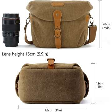 BAGSMART Vintage Canvas Camera Bag - Padded & Durable