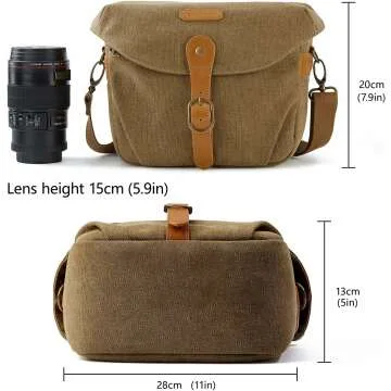 BAGSMART Vintage Canvas Camera Bag - Padded & Durable