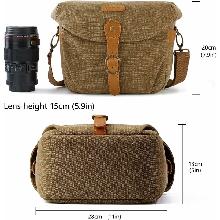 BAGSMART Vintage Canvas Camera Bag - Padded & Durable