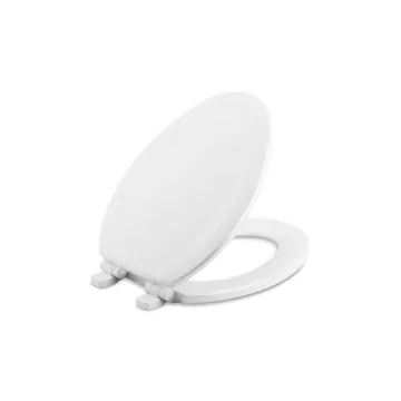 KOHLER 20466-0 Stonewood Elongated Toilet Seat with Quiet-Close Lid, Molded Wood Toilet Seat, White