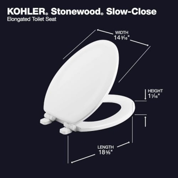 KOHLER Stonewood Elongated Toilet Seat with Quiet-Close Lid