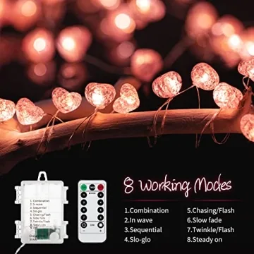 Valentine’s Day Fairy String Lights with Remote Control and Timer