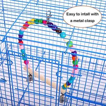 QBLEEV Wooden Bird Swing Toy for Cockatiels & Parakeets