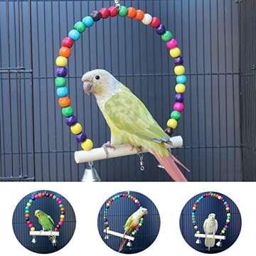 QBLEEV Wooden Bird Swing Toy for Cockatiels & Parakeets