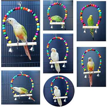 QBLEEV Wooden Bird Swing Toy for Cockatiels & Parakeets