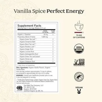 Yogi Tea Vanilla Spice Perfect Energy Tea - 16 Tea Bags per Pack (4 Packs) - Organic Vanilla Energy Tea - Focus Tea - Includes Green Tea, Black Tea, Ashwagandha, L-Theanine & More
