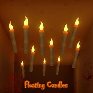 Halloween Decorations, 12PCS Halloween Decorations LED Candles, Floating LED Candle with Remote Cont...