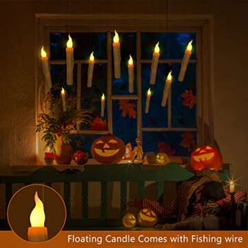 Halloween Decorations, 12PCS Halloween Decorations LED Candles, Floating LED Candle with Remote Control, Witch Halloween Decor Christmas Party Supplies Birthday Wedding Indoor Home Classroom Bedroom