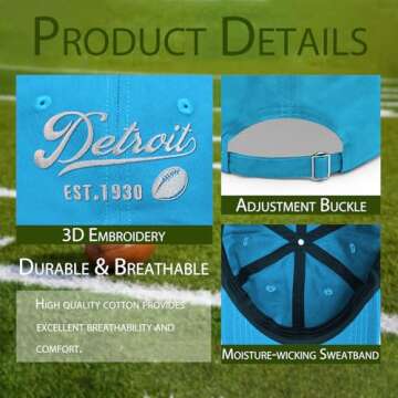 Pkihgxa Embroidered Detroit Hat Team Color Baseball Cap Trucker Hats Sports Fans Gifts Apparel for Men Women Youth