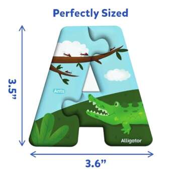 Skillmatics Animal Alphabet Puzzle - 52 Piece Jigsaw Puzzle for Toddlers, Preschoolers, Educational Toy for Learning ABCs and Letters, Gifts for Boys & Girls Ages 3, 4, 5, 6