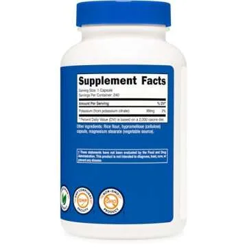 Nutricost Potassium Citrate 99mg, 240 Capsules - Gluten Free, Non-GMO