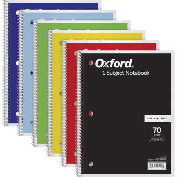 Oxford Spiral Notebook 6 Pack - Perfect for Students