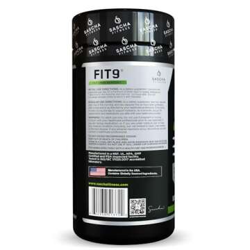 Sascha Fitness Fat Loss pills | Collagen support | Fluid Balance | FIT9 Ingredients: 7Keto + Uva Ursi, Gotu Kola, L-Theanine,Gingko Biloba,DIM,Green Tea | Weight Loss Supplements-Vegan-120 Natural Cap