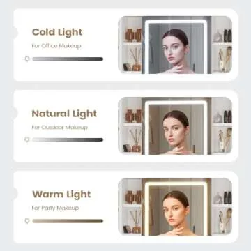 AOGLLATI Makeup Vanity with Lights in 3 Colors, White Vanity Desk with Mirror and Lights, Vanity Tab...