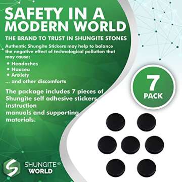 Shungite World 7 pcs Shungite Sticker for Cell Phone Case Tablet Laptop Computer - Round Dot Healing Energy Shungite Stones Protection Plate with Carbon Fullerenes (Polished, 20 mm / 0.78")