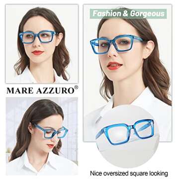 MARE AZZURO Oversized Reading Glasses 1.0 Women Stylish Readers 0 0.50 0.75 1.00 1.25 1.50 1.75 2.00...