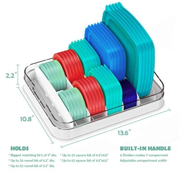 EVERIE Food Container Lid Organizer for Tupperware Lids