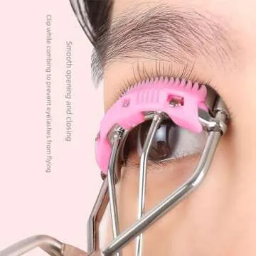 REVGOZU Eyelash Curlers with Small Eyelash Comb & Refill Pads, High On Lash Curler Stainless Steel Eyelash Makeup Tool for Eye-Opening & Lifted Lashes, Wide Angle Beauty Curling Natural Styling