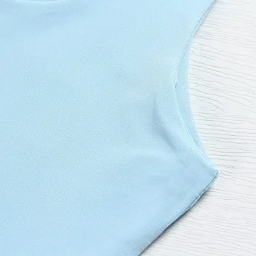 Artfish Women's Sleeveless Strappy Seamless Crop Tank Tops Square Neck Workout Fitness Basic Cropped Camis (Light Blue, S)