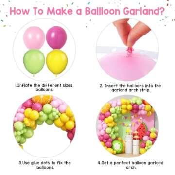 Paready Hawaiian Tropical Balloon Arch Kit, 108 Pcs Hot Pink Yellow Green Balloon Garland Kit with Fruit Foil Balloons for Summer Beach Aloha Hawaiian Luau Party Birthday Baby Shower Decorations